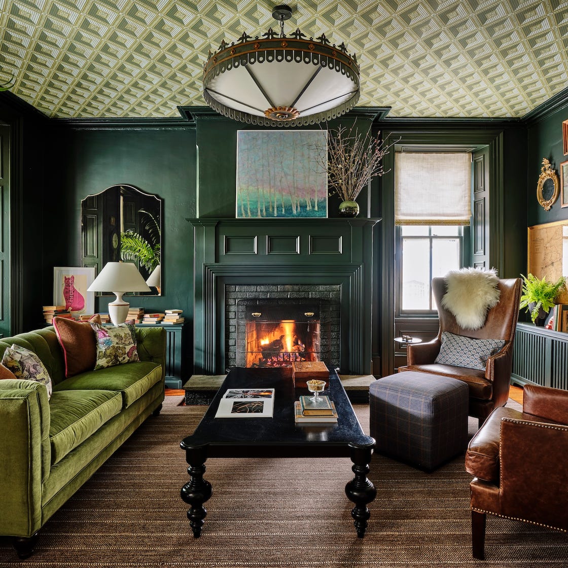 Geometric wallpaper in a boutique commercial lounge